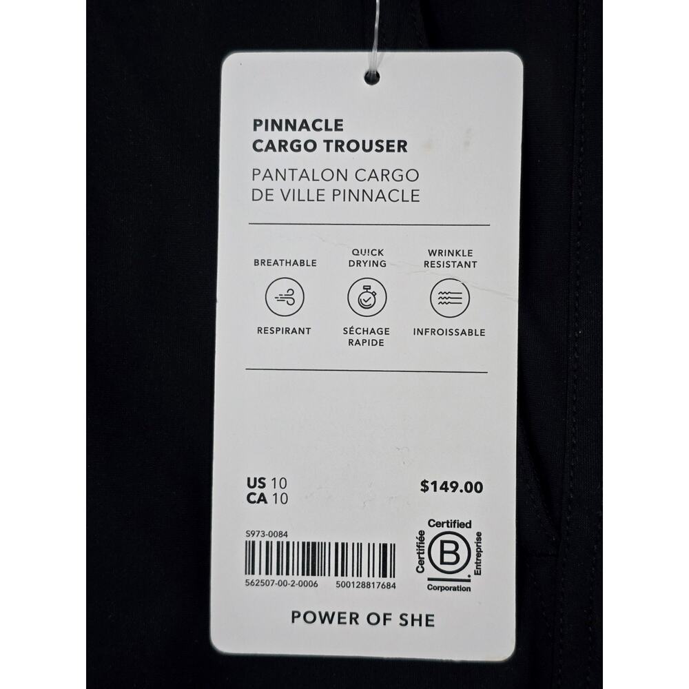 NWT Athleta Pinnacle High Rise Cargo Trouser Pants Black Size 10 Wide Leg 562507 - Picture 2 of 7